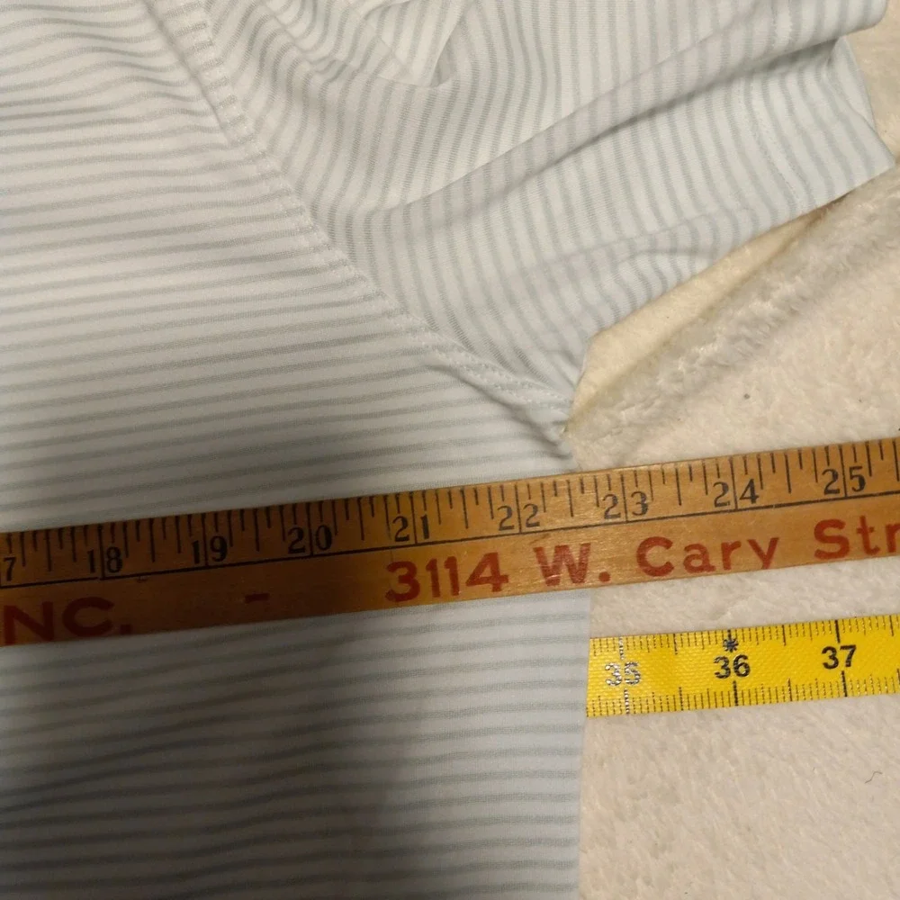 Nike Golf Dri-FIT UV Mens Large Striped Polo Shirt White Light Gray Short Sleeve